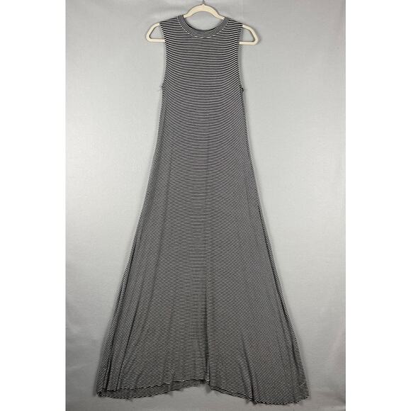 Elan Striped Jersey Maxi Dress Womens Small Sleeveless Stretchy Minimalist Beach - Picture 1 of 13